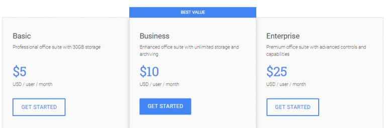 g suite pricing